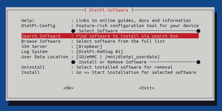 Interface de Dietpi-Software
